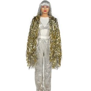 COPY - Pryzm Unisex Tinsel Gold Silver Strand Tinsel Festival Rave Jacket NWT